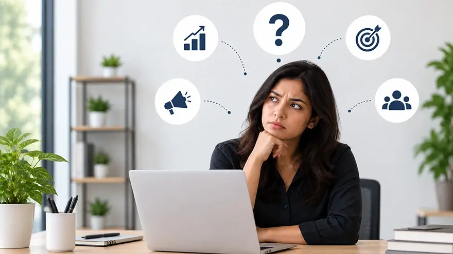 Business professional evaluating digital marketing agency options